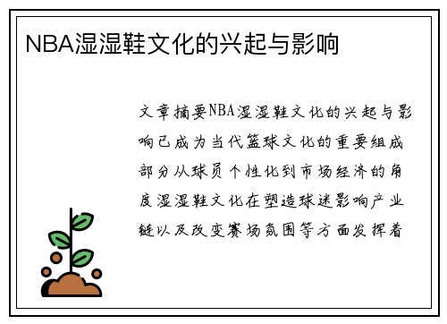 NBA湿湿鞋文化的兴起与影响