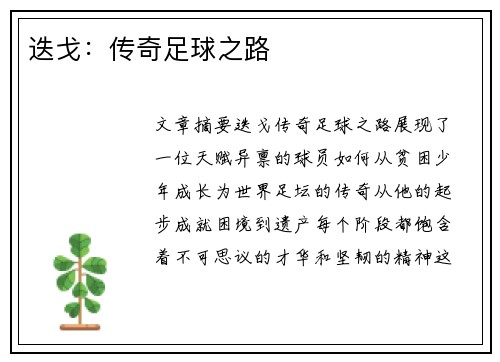 迭戈：传奇足球之路